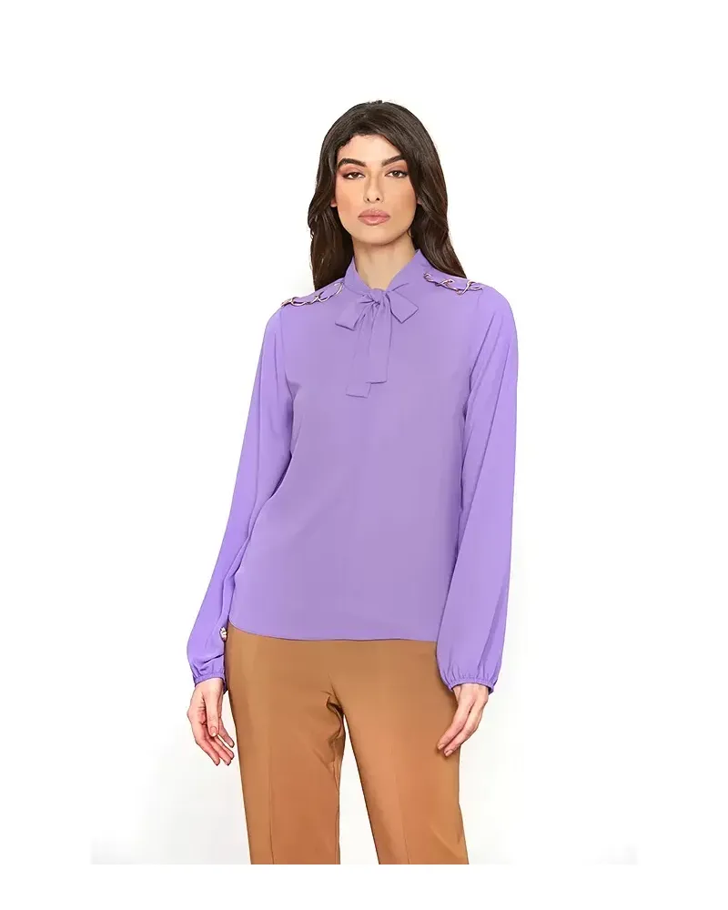 RELISH BALA Blouse with chain shoulder straps and v-neck bow