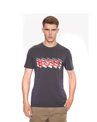 BOSS Kurzarm-T-Shirt und Max-Logo vorne - GRAU