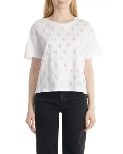 LIU JO T-shirt micrologata a strass