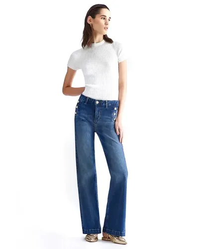 LIU JO Flared jeans and rhinestone buttons on the sides