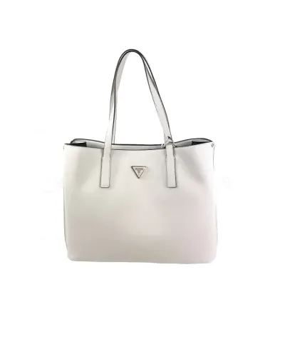 GUESS Square bag in hammered eco-leather and triangle logo - WHITE