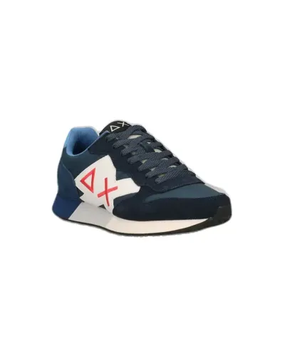 SUN 68 Two-tone sneaker and max. logo - BLUE