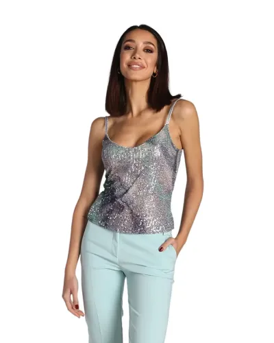 RINASCAMENTO Multicolored sequined top