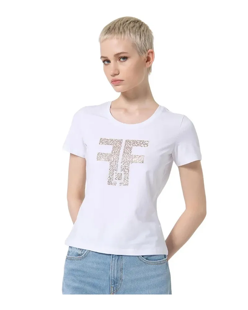 FRACOMINA T-shirt con max logo strass