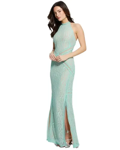 GUESS Long dress in perforated lace