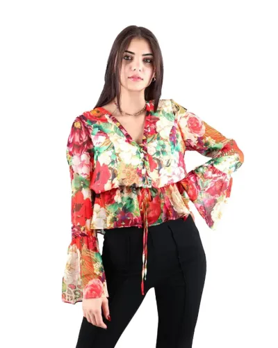 GUESS Blusa fantasia fiori manica lunga - FLOREALE