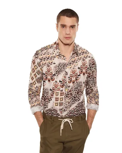 IMPERIAL Abstract patterned shirt with classic collar