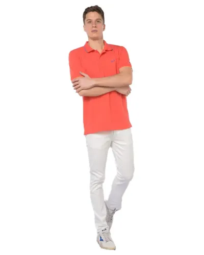 SUN 68 Basic-Poloshirt mit kontrastierender Paspelierung - ROT