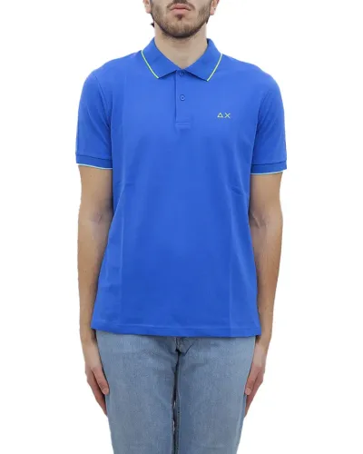 SUN 68 Basic polo shirt with contrasting piping - BLUETTE