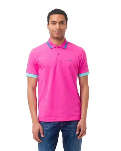 SUN 68 Polo con contrasti bicolor - FUCSIA