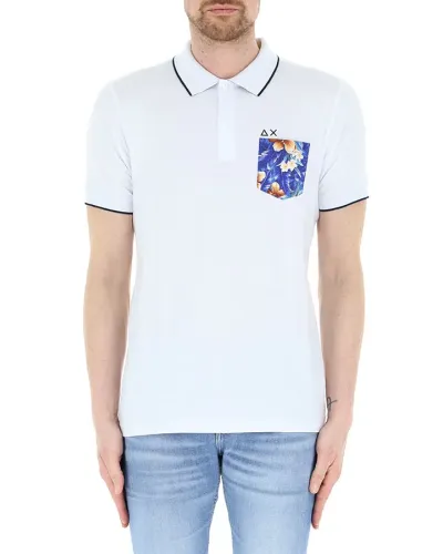 SUN 68 Poloshirt mit Blumentasche - BLANKO