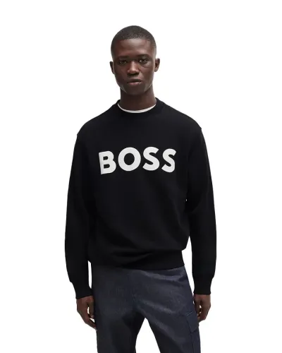 BOSS Crewneck sweatshirt and max logo - BLACK