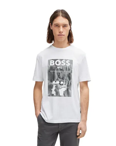 BOSS T-shirt avec logo sur le devant - BIANCO