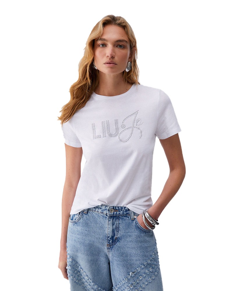 LIU JO T-shirt con max logo strass