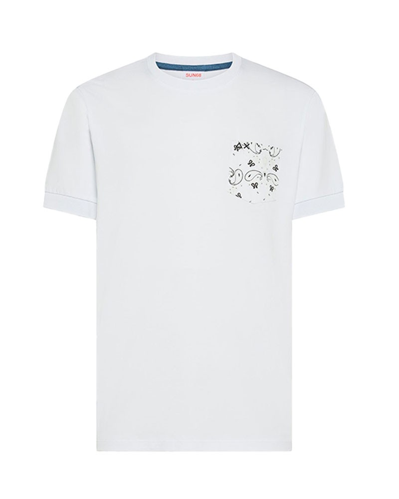 SUN 68 T-shirt con taschino a fantasia