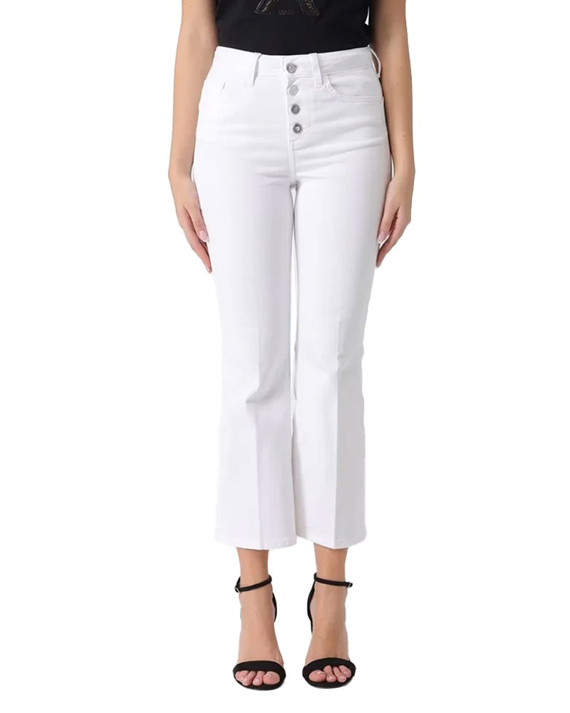 LIU JO Jeans bianco cropped con bottoni