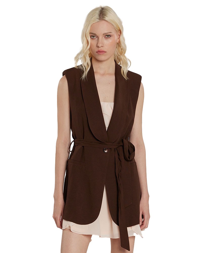 RELISH Giacca smanicata con cintura - Bertiusa