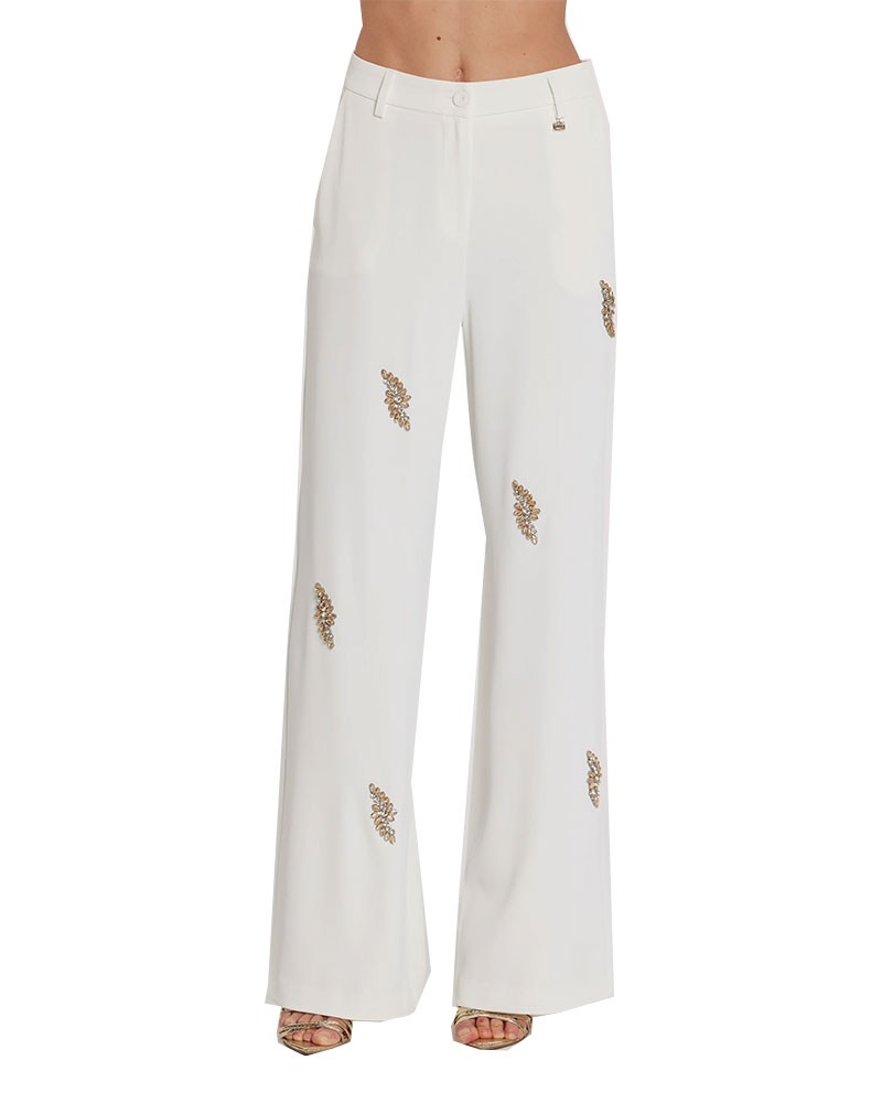 RELISH Pantalone palazzo con applicazioni strass - Avezam