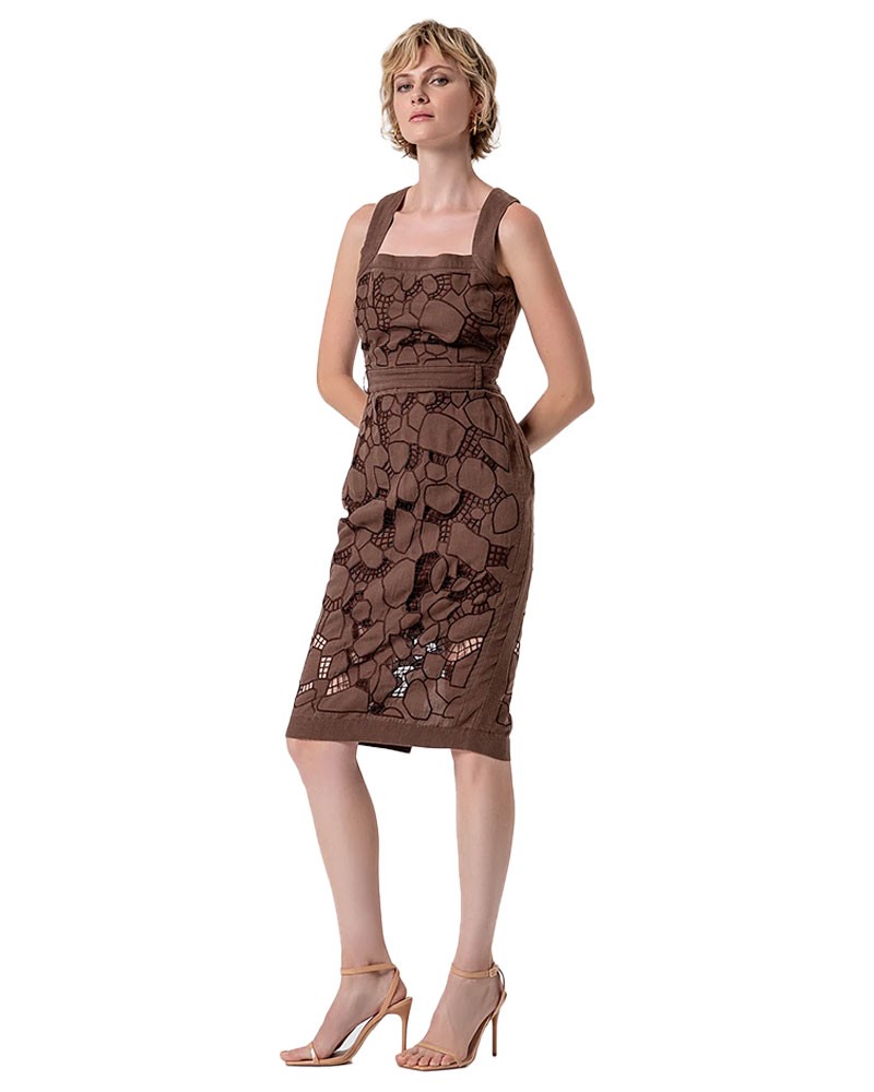 FRACOMINA Tubino midi in tessuto ricamato