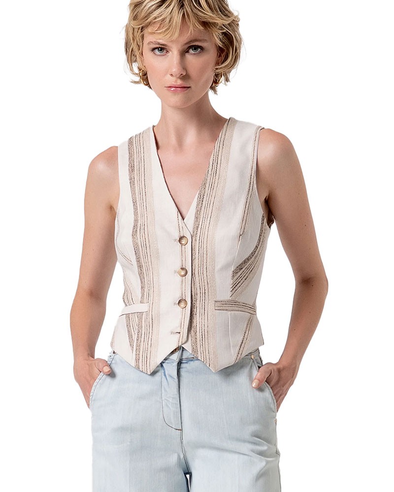 FRACOMINA Gilet slim in tessuto a righe