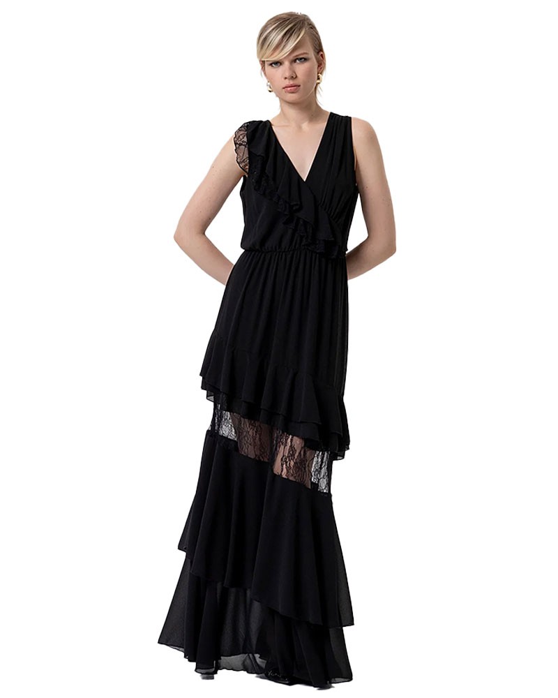 FRACOMINA Robe longue avec empiècements en dentelle