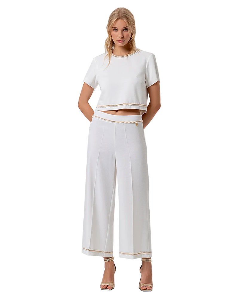 FRACOMINA Pantalone cropped con catena