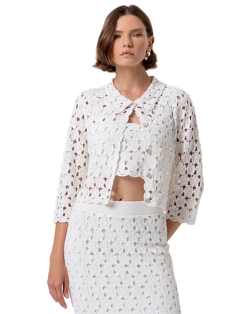 FRACOMINA Strickjacke mit durchbrochener Spitze