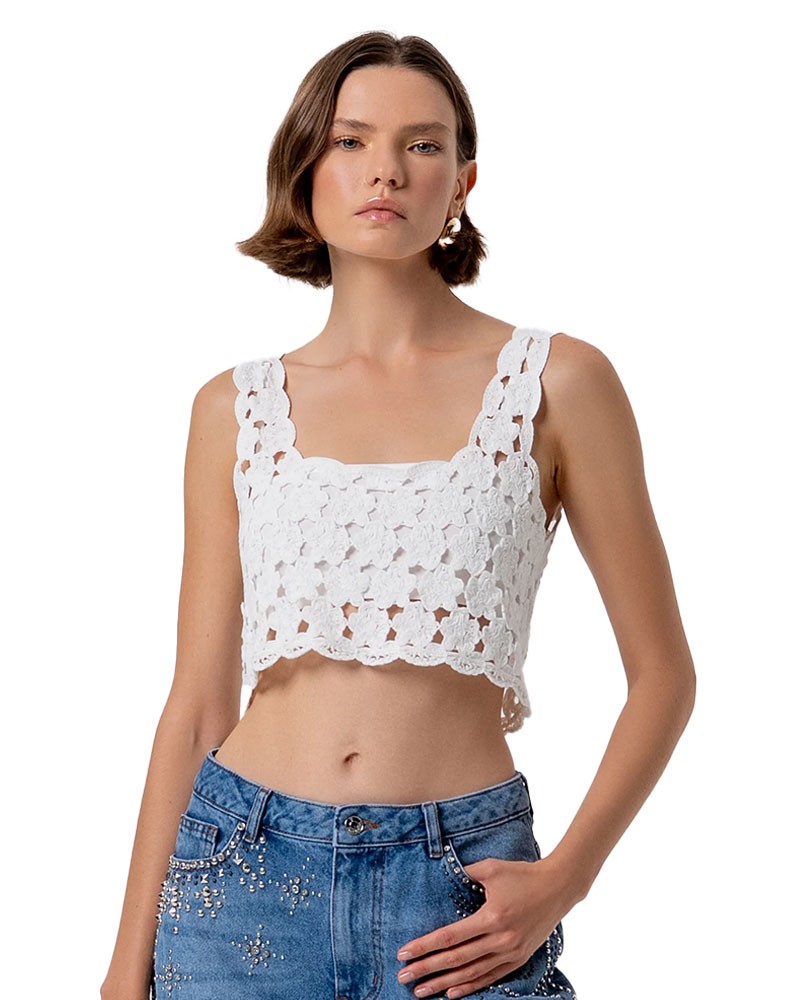 FRACOMINA Top cropped in pizzo