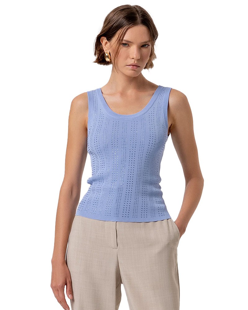 FRACOMINA Ribbed tank top with rhinestones