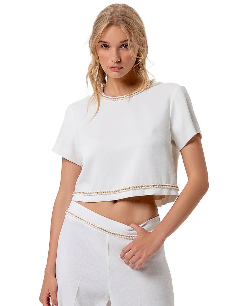 FRACOMINA T-shirt cropped con applicazione