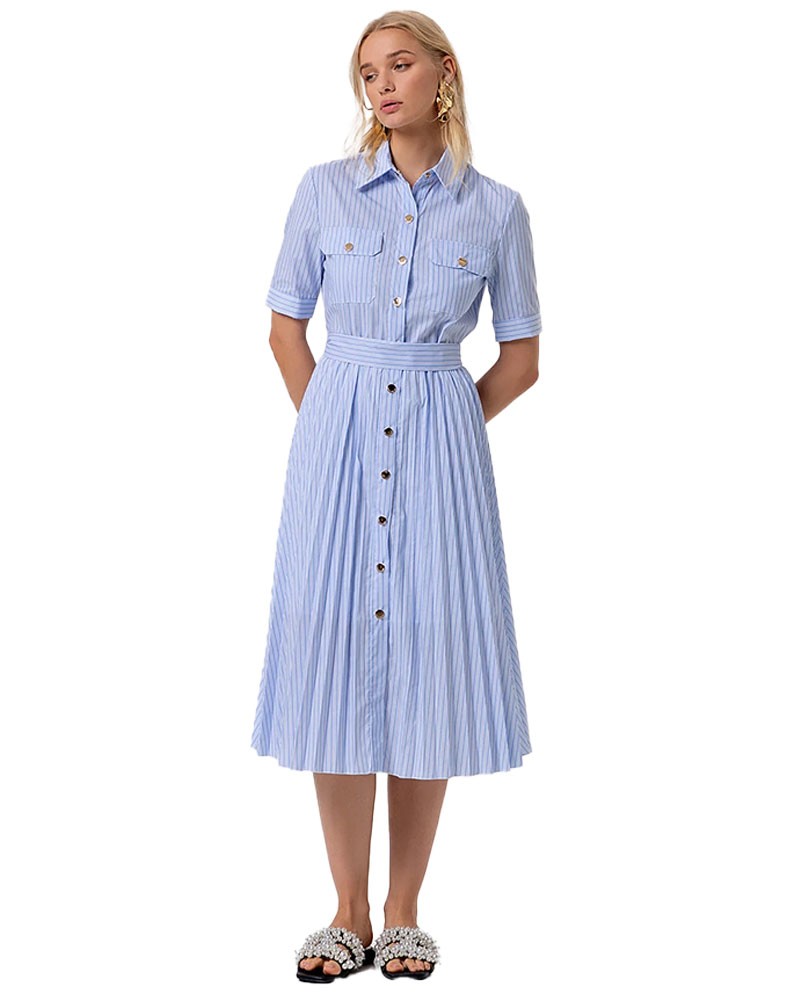 FRACOMINA Abito midi in popeline a righe