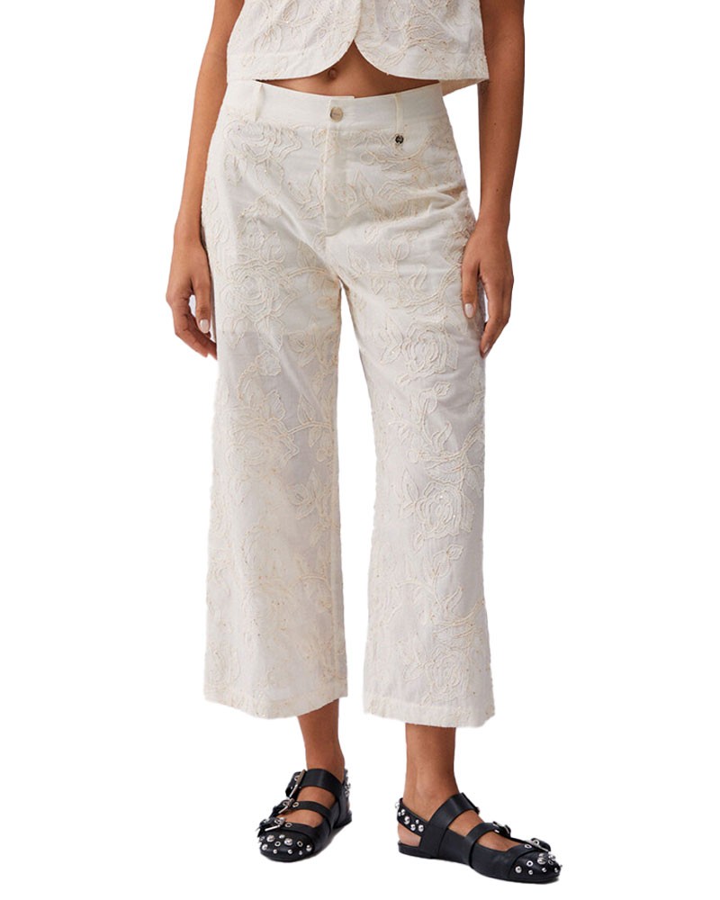 LIU JO Pantalones de muselina bordados