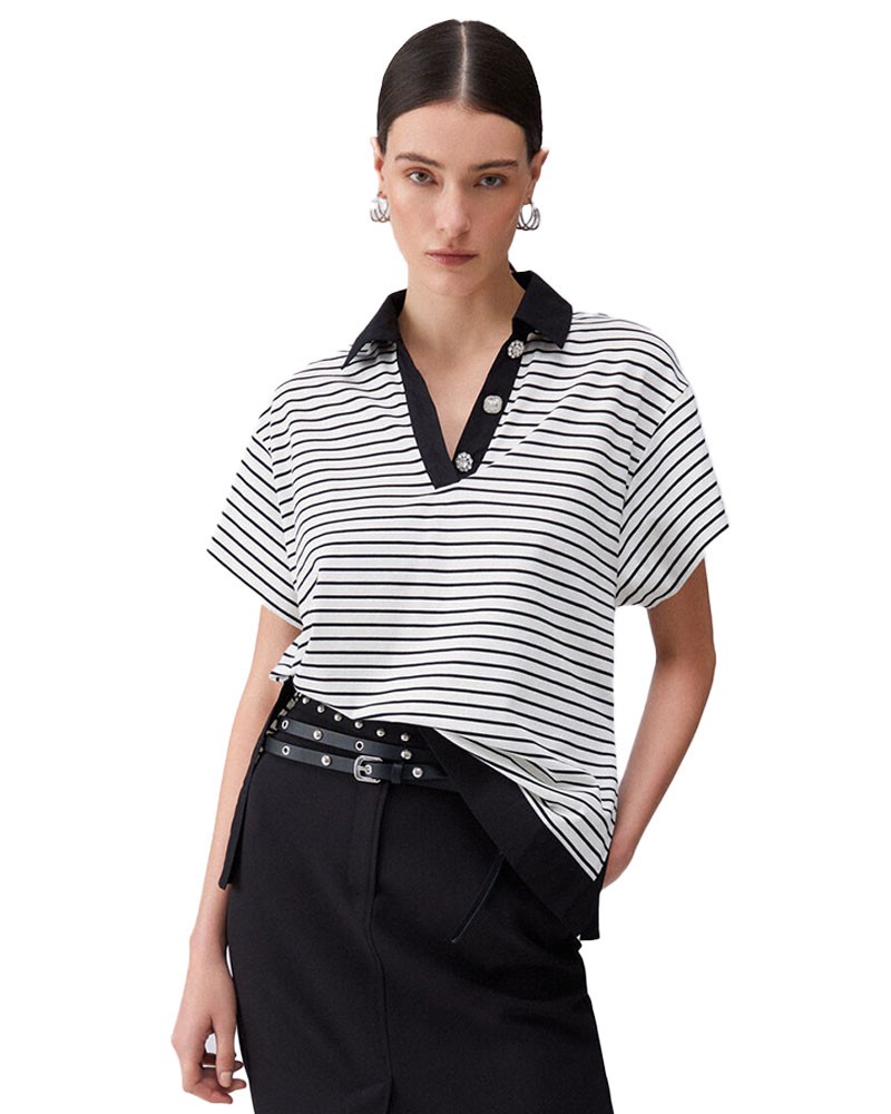 LIU JO Gestreiftes Poloshirt mit Schmuckknöpfen